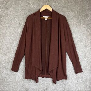 Athleta Cardigan Womens Medium Petite Brown Modal Blend Long Sleeve- 2751*